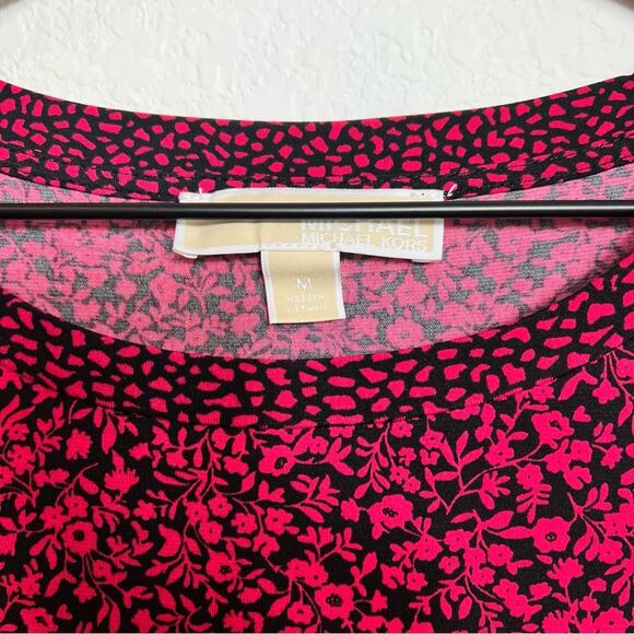 Michael Michael Kors Floral Red Pink Black Women Dress Size Medium - Picture 7 of 10